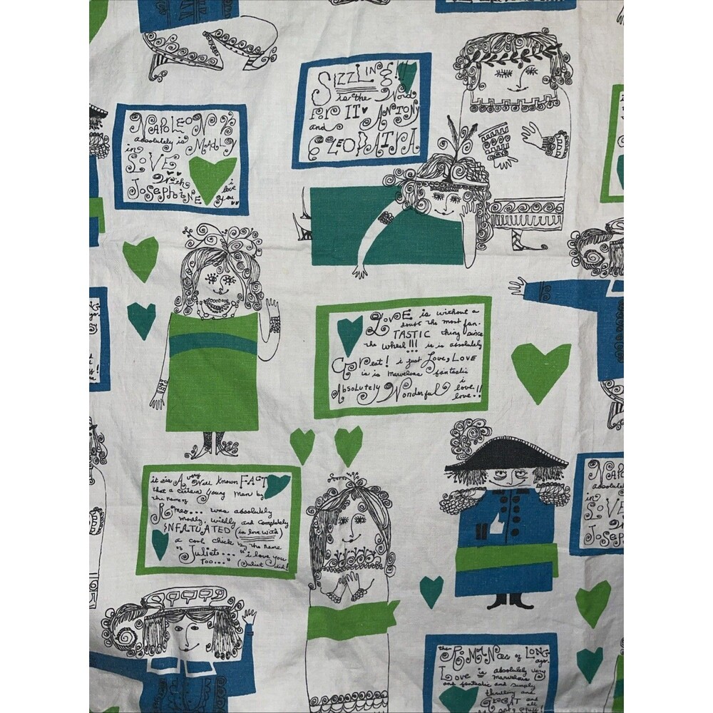 VTG Bloomcraft Cotton Fabric 1 Yd 36”x15” John Rombola Lovers Cleopatra Napoleon